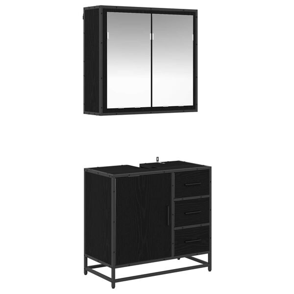 vidaXL Bathroom Furniture Set 2 pcs Black oak Engineered wood