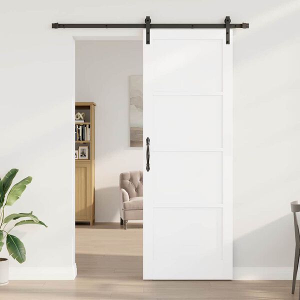 vidaXL Sliding Door White and Black 83 x 232 cm Solid Pine Wood