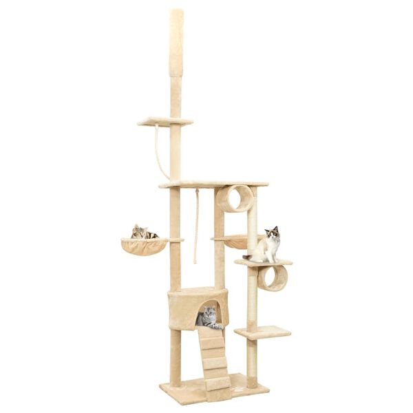 vidaXL Floor to Ceiling Cat Tree Beige 220-240 cm