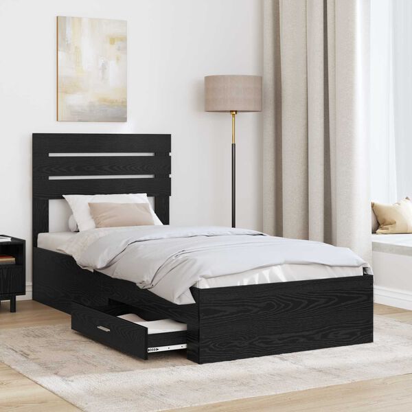 vidaXL Bed Frame with Drawer with Headboard Manual Engineered Wood