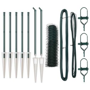 vidaXL Hexagonal Fence with Post 10 x 0.4 m PVC-Coated Steel Green