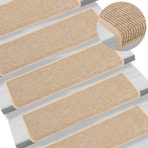 vidaXL Stair Mats 15 pcs 65x21x4 cm Light Beige Rectangular Edge