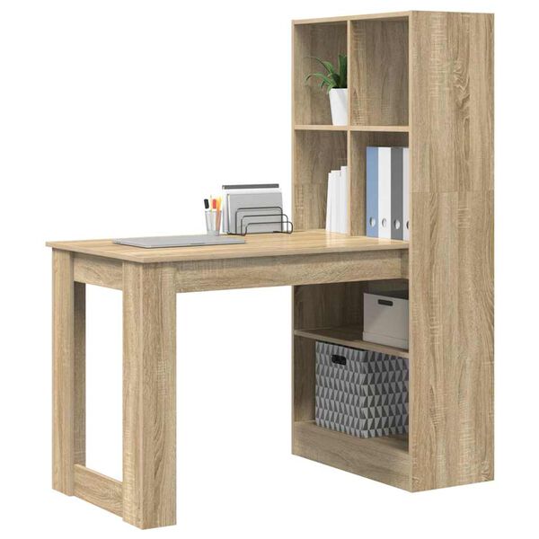 vidaXL Desk with Shelf Sonoma Oak 122 x 67 x 145 cm Engineered Wood