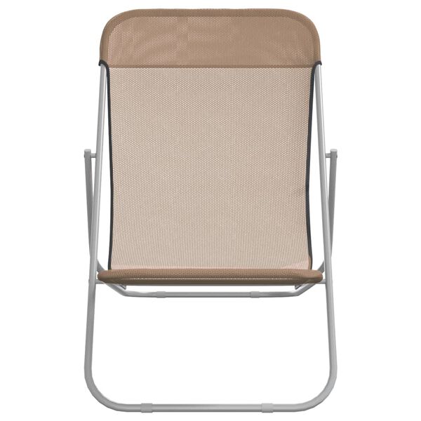 vidaXL Folding Beach Chairs 2 pcs Taupe Textilene&Powder-coated Steel