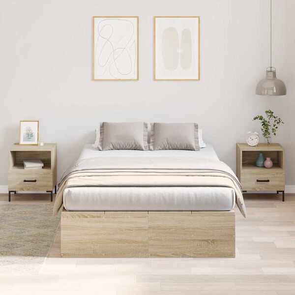 vidaXL Storage Bed Frame Sonoma Oak 120 x 200 cm Engineered Wood