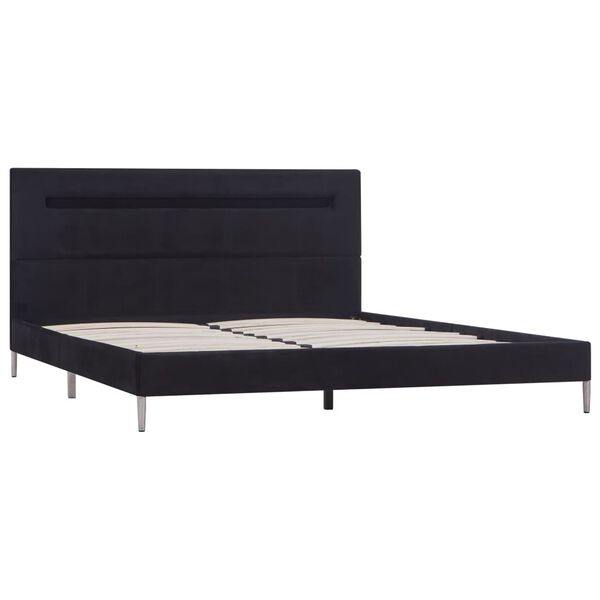 vidaXL Bed Frame with LED without Mattress Black Fabric 135x190 cm Double
