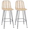vidaXL Bar Chair 2 pcs Natural 44 x 52 x 111 cm Rattan and Iron