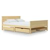 vidaXL Bed Frame without Mattress with 4 Drawers Solid Wood 140x200 cm