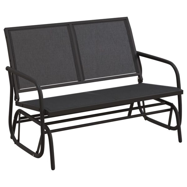 vidaXL Garden Glider Bench Black 120.5x76x86.5 cm Textilene&Steel