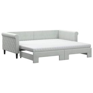 vidaXL Daybed with Trundle and Mattresses Light Grey 90x190 cm Velvet