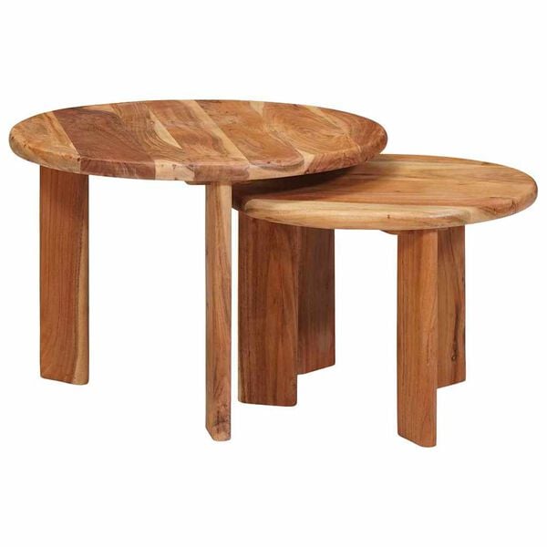 vidaXL Nesting Coffee Tables 2 pcs Brown Solid Acacia Wood