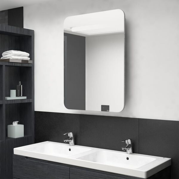 vidaXL LED Bathroom Mirror Cabinet Concrete Grey 60x11x80 cm