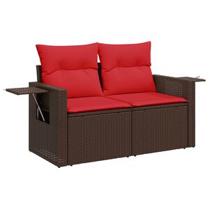 vidaXL Garden Sofa with Cushions 2-Seater Brown Poly Rattan