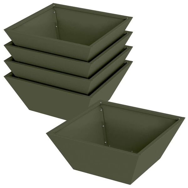 vidaXL Garden Planter 5 pcs Olive Green 40 x 40 x 15 cm