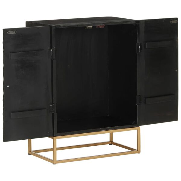 vidaXL Sideboard Black 55x34x75 cm Solid Wood Mango and Iron
