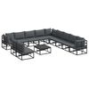 vidaXL Garden Sofa Set with Cushion 12 pcs Black Aluminium