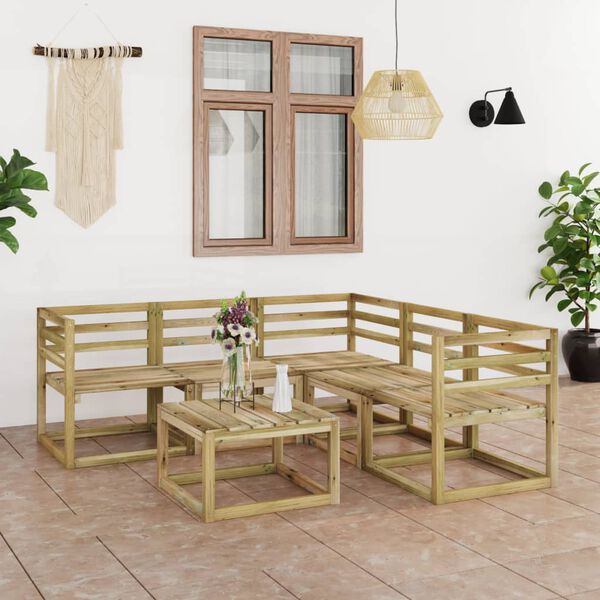 vidaXL 6 Piece Garden Lounge Set Green Impregnated Pinewood