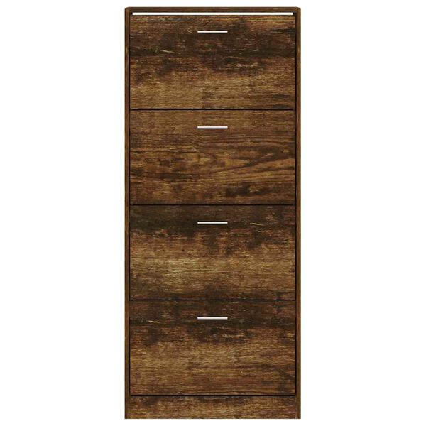 vidaXL Shoe Cabinet Smoked Oak 63x24x147 cm Engineered Wood