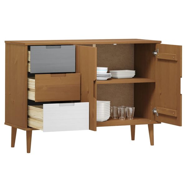 vidaXL Sideboard MOLDE Brown 113x40x80 cm Solid Wood Pine