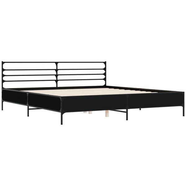 vidaXL Bed Frame without Mattress Black 180x200 cm Super King