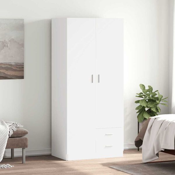 vidaXL Wardrobe White 80x52x180 cm Engineered Wood