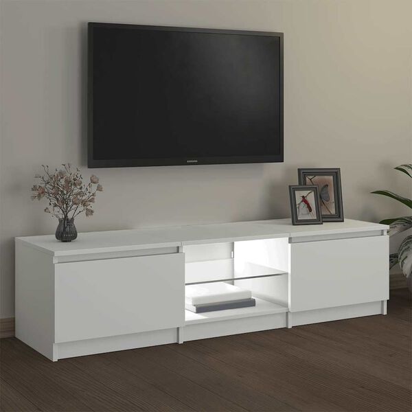 vidaXL TV Cabinet with LED Lights White 140x40x36 cm