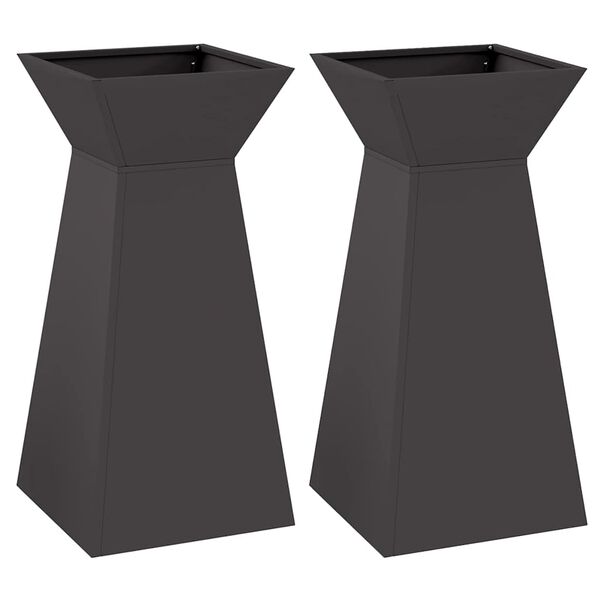 vidaXL Pillar Planter 2 pcs Black 35 x 35 x 73 cm
