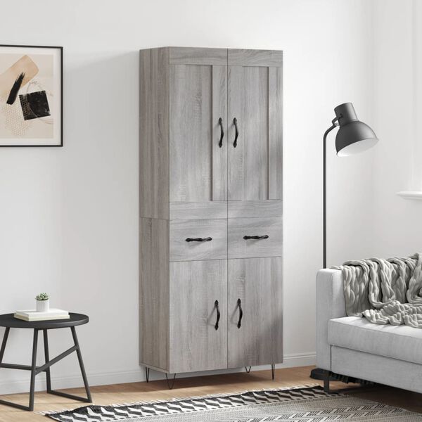 vidaXL Highboard Grey Sonoma 69.5x34x180 cm Engineered Wood