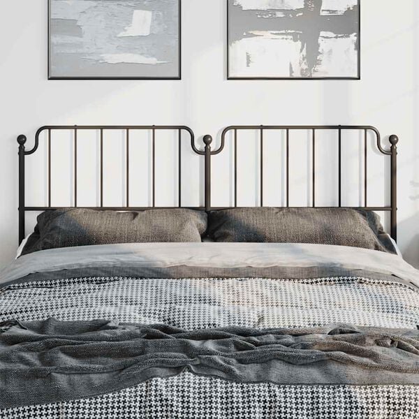 vidaXL Metal Replace Headboard Black 193 cm