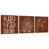 vidaXL Garden Wall Decorations 3 pcs 55x55 cm Corten Steel Grass Design