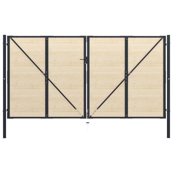 vidaXL Fence Gate Steel and Spruce Wood 408x200 cm