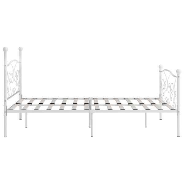 vidaXL Bed Frame without Mattress with Slatted Base White Metal 180x200 cm Super King