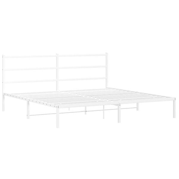 vidaXL Metal Bed Frame without Mattress with Headboard White 180x200cm