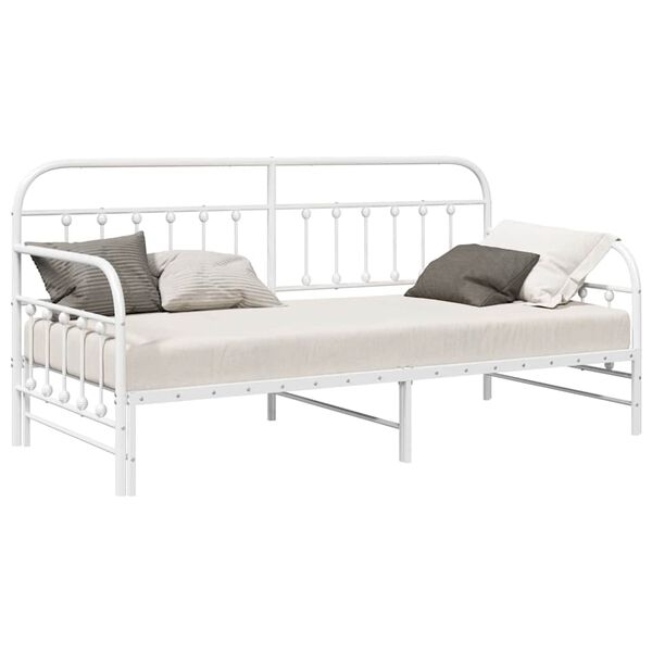 vidaXL Daybed Frame with Headboard White 100 x 190 cm Steel