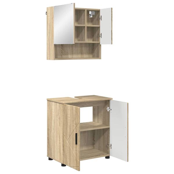vidaXL Bathroom Furniture Set 2 pcs Sonoma Oak Engineered wood & Metal