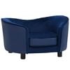 vidaXL Dog Sofa | Blue | Faux leather, plush, solid fir wood | 69 x 49 x 40 cm