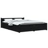 vidaXL Bed Frame without Mattress with Drawers Black Double