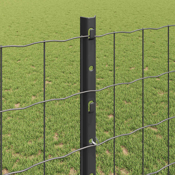 vidaXL Fence with Post Grey 1.2 x 10 m Steel and PVC