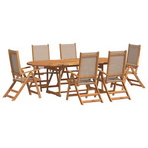 vidaXL 7 Piece Garden Dining Set Solid Wood Acacia and Textilene