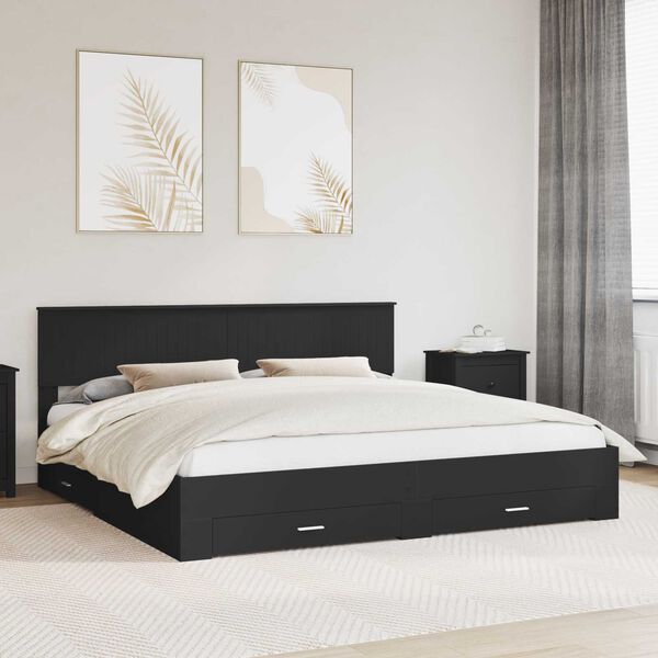 vidaXL Bed Frame Black and Silver 200 x 200 cm Engineered Wood