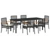 vidaXL Garden Dining Set with Cushion 7 pcs Black Rattan