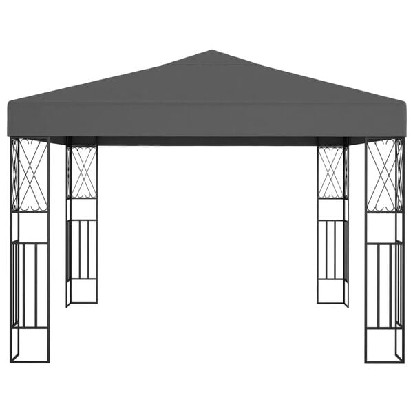 vidaXL Gazebo with LED String Lights 3x3 m Anthracite Fabric