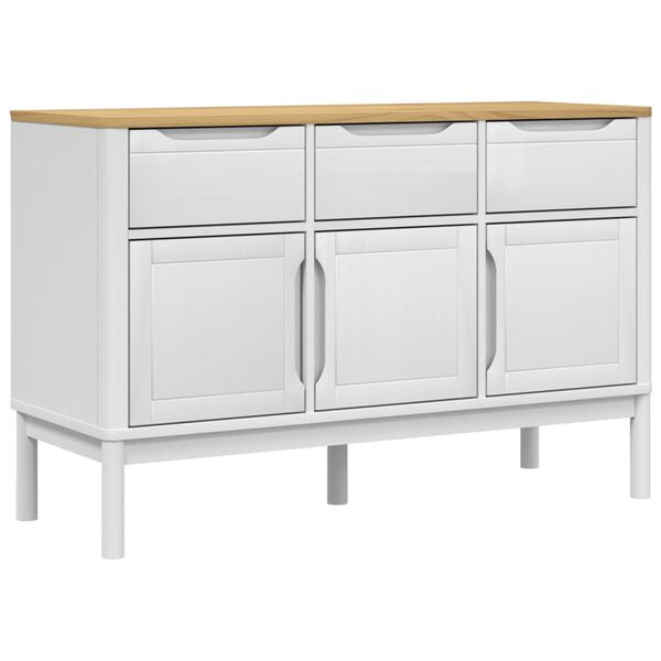 vidaXL Sideboard FLORO White 114x43x74 cm Solid Wood Pine
