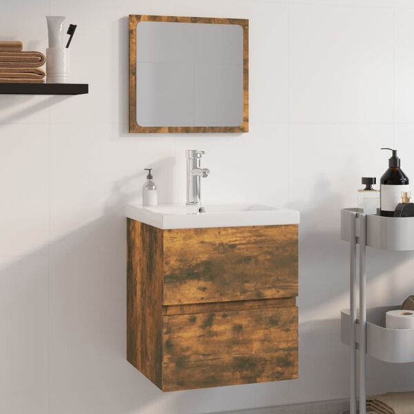 vidaXL Bathroom Furniture Set Smoked Oak Engineered Wood