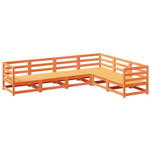 vidaXL 6 Piece Garden Sofa Set Wax Brown Solid Wood Pine