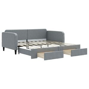 vidaXL Daybed with Trundle&Drawers Light Grey 90x190 cm