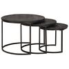 vidaXL Nesting Coffee Tables 3 pcs Black Solid Mango Wood and Steel