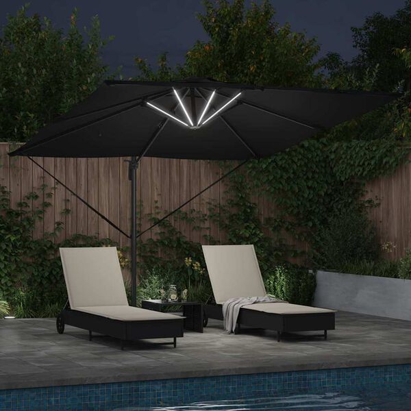 vidaXL Parasol Black 286 x 285 x 270 cm Aluminium