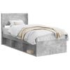 vidaXL Bed Frame with Storage and Headboard Concrete Grey 90 x 200 cm
