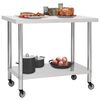 vidaXL Kitchen Work Table with Wheels 80x60x85 cm Stainless Steel
